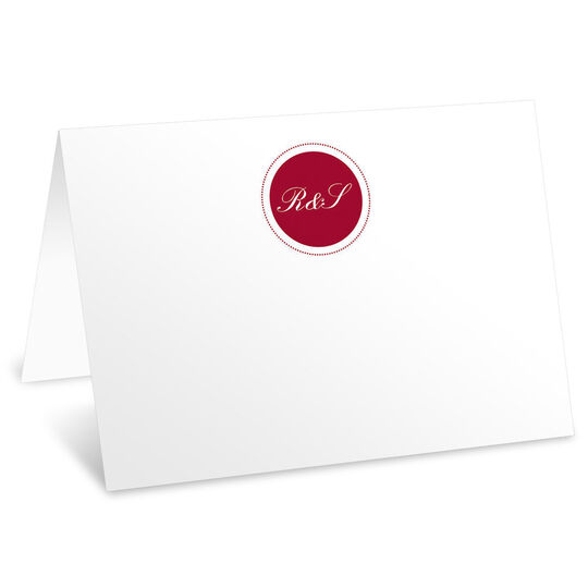 Red Circle Initials Folded Place Cards